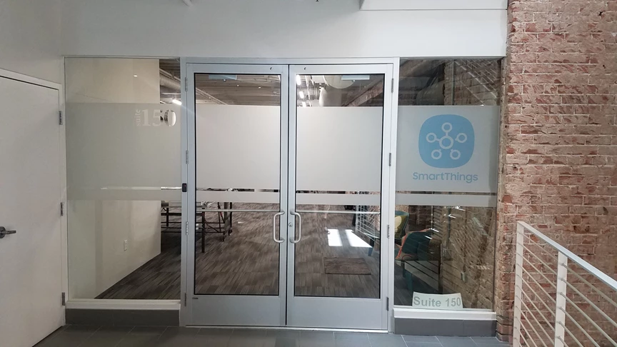 Frosted Privacy film with printed logo